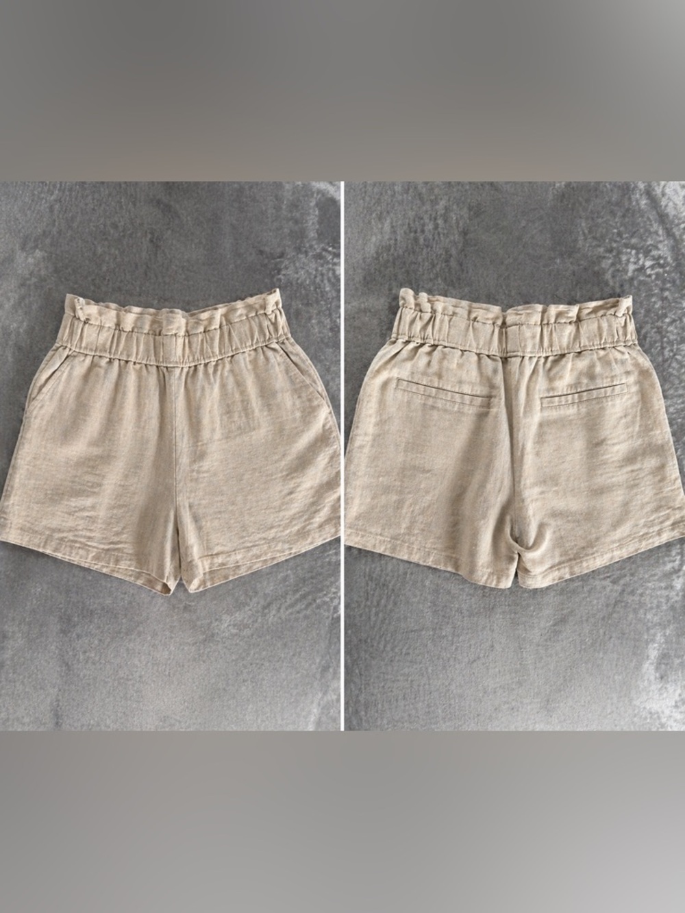 CC California Linen Blend Paperbag Waist Shorts Beige-Laundry by Shelli Segal S - Picture 2 of 9